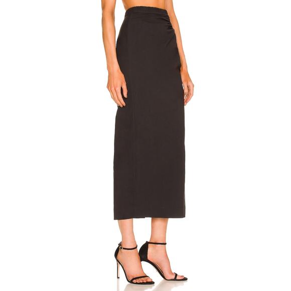 Natalie Rolt Addison Skirt Ruched Cut-Out Detail Pull On Side Slit Black Size 0 - Picture 3 of 13